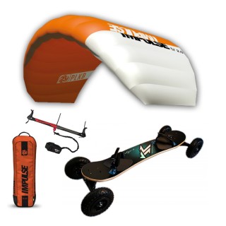 Un pack pour s'initier au kite MTB avec une aile montée sur barre.