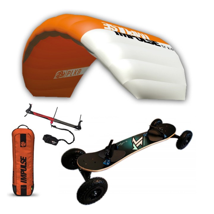 Un pack pour s'initier au kite MTB avec une aile montée sur barre.