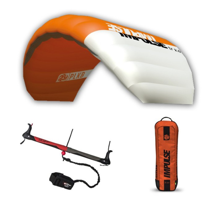 Un pack pour s'initier au kite MTB avec une aile montée sur barre.