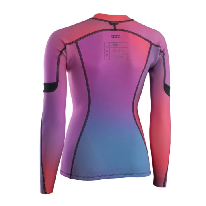 Lycra Femme Top Neo Zip ION LS manches Longues 1.5 mm Pink Gradient