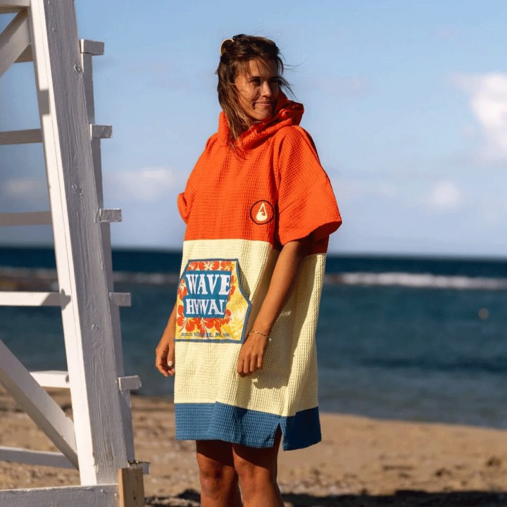Wave Hawaii wailua, coton waffle piqué - poncho de voyage