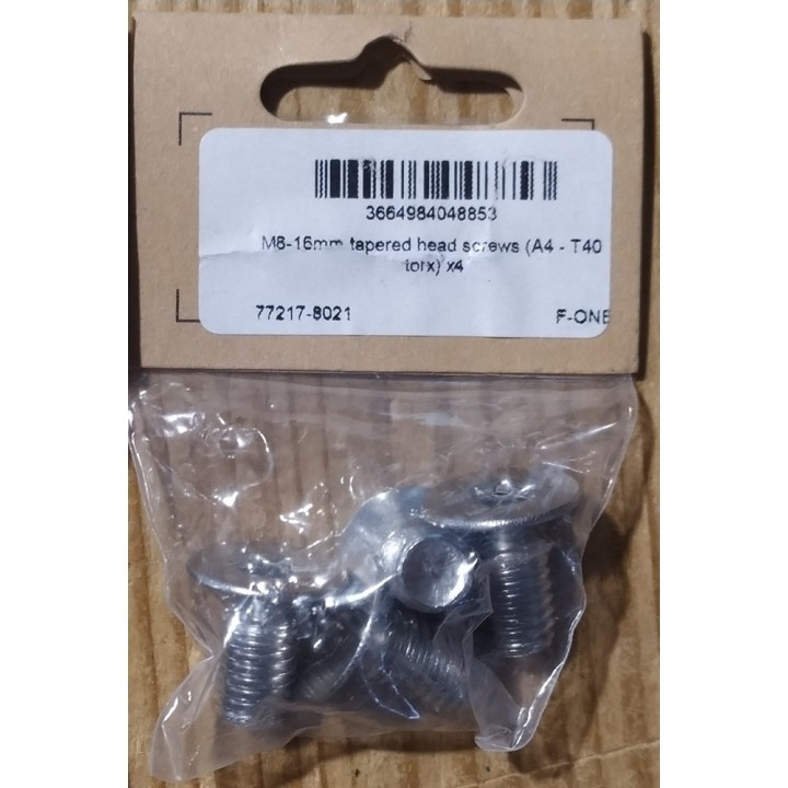 M8-16mm tapered head screws (A4 - T40 Torx) x 4 - Pièces détachées foil