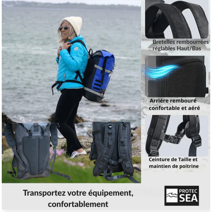 Sac étanche IPX6 40 litres Protec Sea - Sac à dos étanche