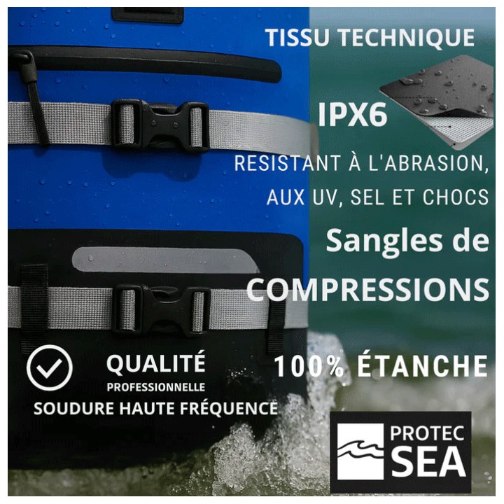 Sac étanche IPX6 40 litres Protec Sea - Sac à dos étanche