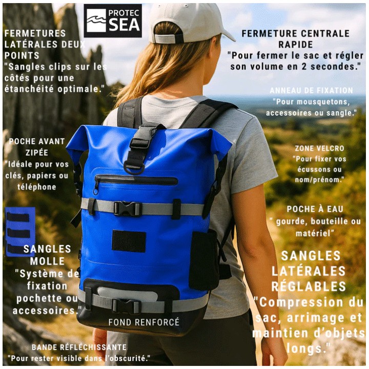 Sac étanche IPX6 40 litres Protec Sea - Sac à dos étanche